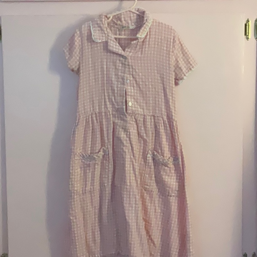H&M Light Pink Checkered Dress, Kids size 10